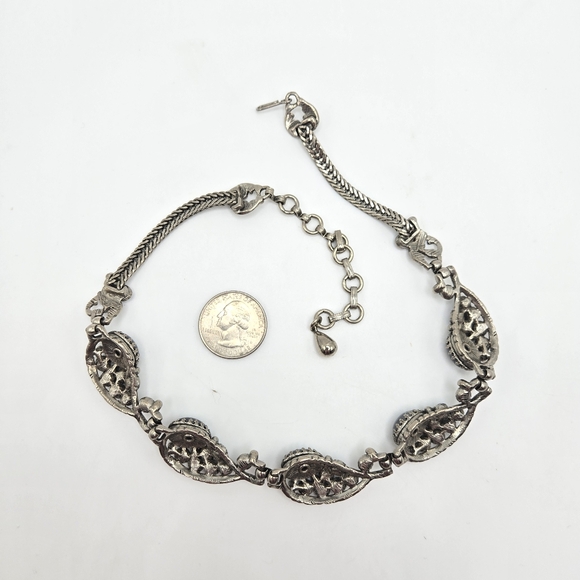 Selro Selini Choker Necklace MCM Chunky Statement Rhinestone Silvertone Vintage - Picture 3 of 4